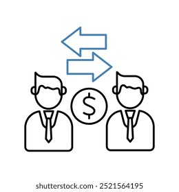 icono de línea de concepto de transacción financiera. Ilustración de elemento simple. diseño de símbolo de esquema de transacción financiera.