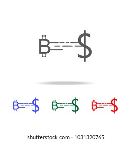 financial transaction with crepto-currency icon. Elements in multi colored icons for mobile concept and web apps. Icons for website design and development, app development on white background