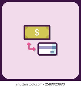 Financial Transaction Icon: Cash to Credit Card Transfer