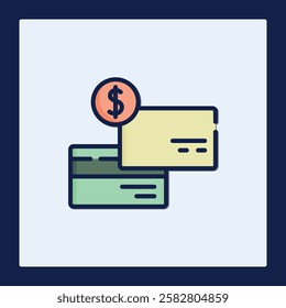 Financial Transaction Icon: Credit Card and Dollar Sign