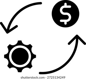 Ilustración vectorial de glifo de icono de transacción financiera
