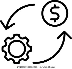 Ilustración vectorial de línea de ícono de transacción financiera