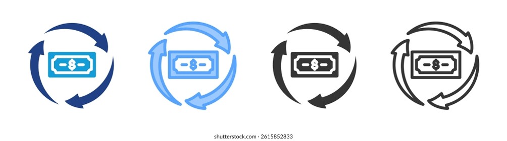 Financial Transaction icon set multiple style collection