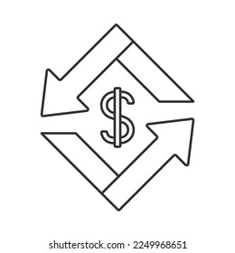Icono del vector de transacción financiera. Firma de línea para concepto móvil y diseño web. Símbolo, ilustración del logotipo. Gráficos vectoriales