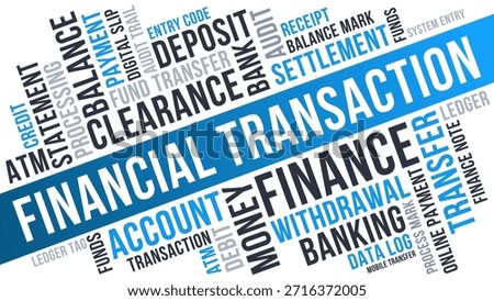 Financial Transaction Word Cloud, Banking Finance transfer and money service terms
