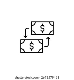 Finanztransaktionen werden in einer klaren und prägnanten digitalen Illustration dargestellt