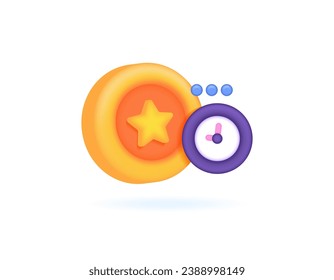 financial transactions history. Payment deadlines. Pending Payment or still processing. coins and a clock. symbol or icon. Minimalist 3D concept illustration. vector elements