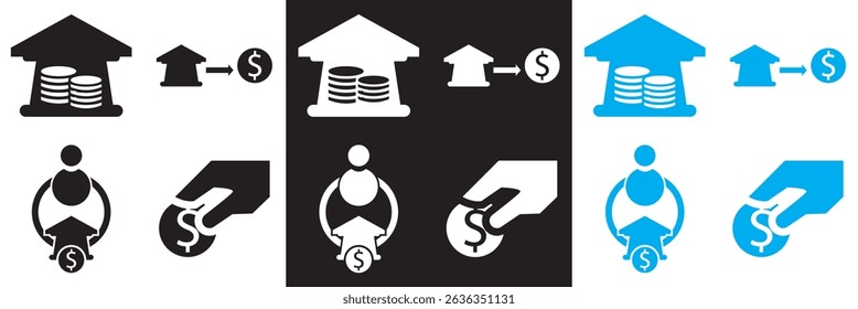 Financial transactions  icon.  Vector for websites, mobile interfaces, presentations, banner, visual branding etc. Vector illustration. isolated on white and black background. EPS 10