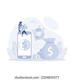 Financial transactions, non-cash payment transactions, flat vector modern illustration