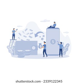 Financial transactions, non-cash payment transactions.  flat vector modern illustration