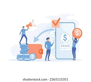 Financial transactions, non-cash payment transactions. Pos-terminal and payment systems, flat vector modern illustration
