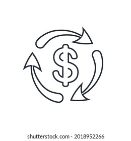 Financial transition. Vector linear icon isolated on white background.