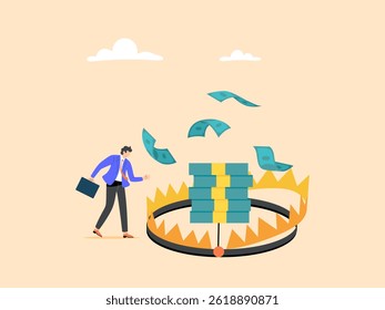 Financial traps or investment risks, business failure concept