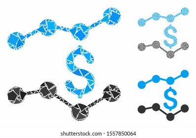 Financial trends composition of inequal elements in various sizes and color hues, based on financial trends icon. Vector inequal dots are combined into composition.