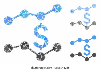 Financial trends mosaic of inequal elements in various sizes and color tinges, based on financial trends icon. Vector inequal items are composed into mosaic.