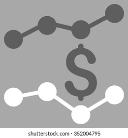 Financial Trends vector icon. Style is bicolor flat symbol, dark gray and white colors, rounded angles, silver background.