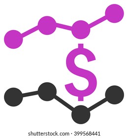 Financial Trends vector icon. Style is flat symbol, violet color, white background.