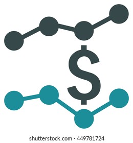 Financial Trends vector icon. Style is bicolor flat symbol, soft blue colors, white background.