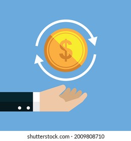 Financial Turnover In Business, Vector Illustration Design Concept In Flat Style