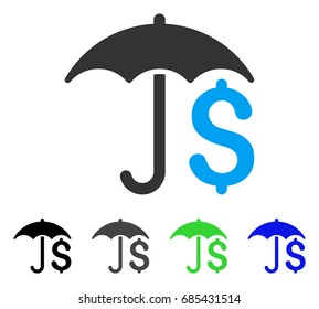 Financial Umbrella flat vector pictogram. Colored financial umbrella gray, black, blue, green icon variants. Flat icon style for web design.