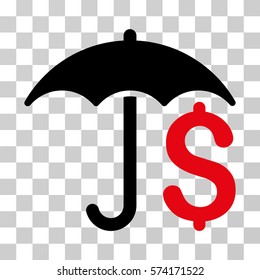 Financial Umbrella icon. Vector illustration style is flat iconic bicolor symbol, intensive red and black colors, transparent background. Designed for web and software interfaces.