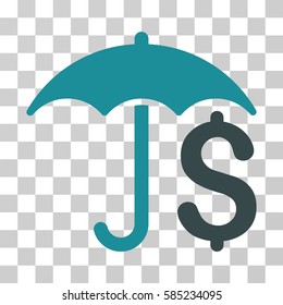 Financial Umbrella icon. Vector illustration style is flat iconic bicolor symbol, soft blue colors, transparent background. Designed for web and software interfaces.