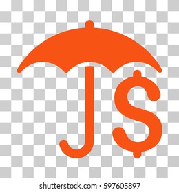 Financial Umbrella icon. Vector illustration style is flat iconic symbol, orange color, transparent background. Designed for web and software interfaces.