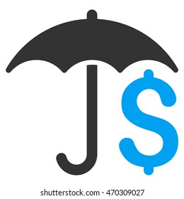 Financial Umbrella icon. Vector style is bicolor flat iconic symbol with rounded angles, blue and gray colors, white background.