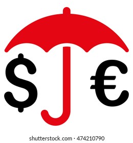 Financial Umbrella icon. Vector style is bicolor flat iconic symbol, intensive red and black colors, white background.
