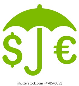 Financial Umbrella icon. Vector style is flat iconic symbol, eco green color, white background.
