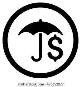 Financial Umbrella rounded icon. Vector illustration style is flat iconic symbol, black color, white background.