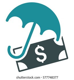 Financial Umbrella vector icon. Illustration style is a flat iconic bicolor soft blue symbol on white background.