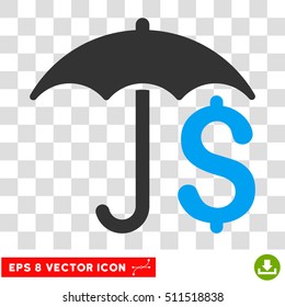 Financial Umbrella vector icon. Image style is a flat blue and gray pictograph symbol.