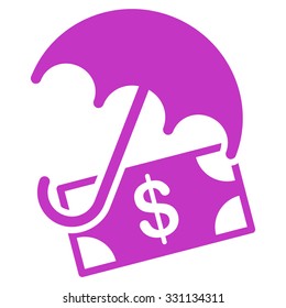 Financial Umbrella vector icon. Style is flat violet symbol, rounded angles, white background.