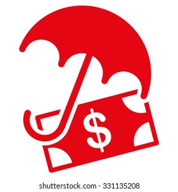 Financial Umbrella vector icon. Style is flat red symbol, rounded angles, white background.