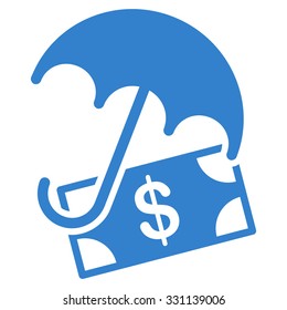 Financial Umbrella vector icon. Style is flat cobalt symbol, rounded angles, white background.