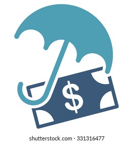 Financial Umbrella vector icon. Style is flat bicolor cyan and blue symbol, rounded angles, white background.