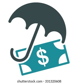 Financial Umbrella vector icon. Style is flat bicolor soft blue symbol, rounded angles, white background.