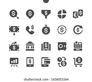 Financial Vector Icons - Pixel Perfect Solid Pictograms for Web Graphics and Apps. Simple and Minimal Pictogram