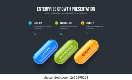 Financial Visualization Three Option Infographic Frame Layout. Modern Showcase 3 Step Diagram Presentation Template. Marketing Review Slideshow Design Vector Illustration.