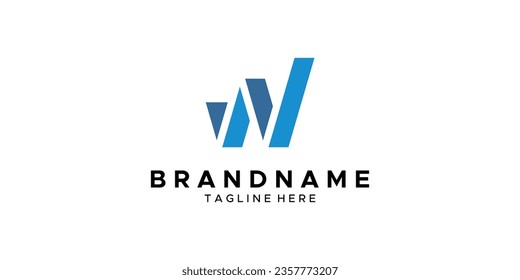 a financial W themed graphic image, on a white background. graphic vector base.