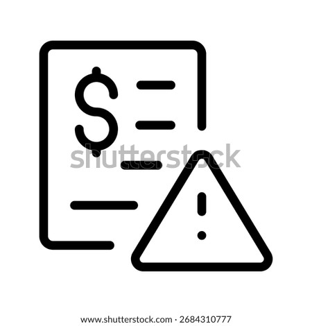 Financial Warning Icon Document with Dollar Symbol and Alert Sign