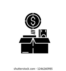 Financial wealth black icon, vector sign on isolated background. Financial wealth concept symbol, illustration 