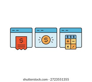 Finanz-Web-App-Symbole, die Vektorgrafik festlegen
