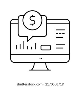 financial web site computer screen line icon vector. financial web site computer screen sign. isolated contour symbol black illustration