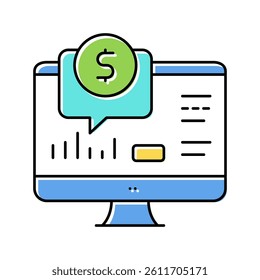 financial web site computer screen color icon vector. financial web site computer screen sign. isolated symbol illustration