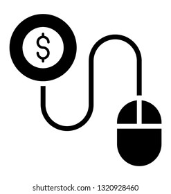 Financial website glyph icon vector, pay per click 