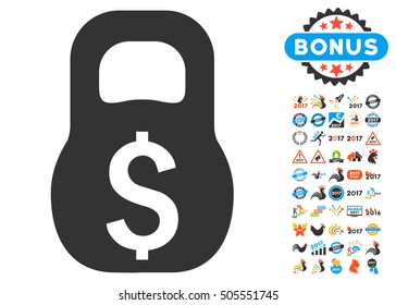 Financial Weight icon with bonus 2017 new year pictograph collection. Vector illustration style is flat iconic symbols,modern colors.
