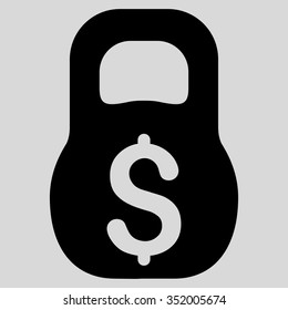 Financial Weight vector icon. Style is flat symbol, black color, rounded angles, light gray background.