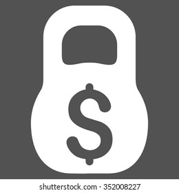 Financial Weight vector icon. Style is flat symbol, white color, rounded angles, gray background.